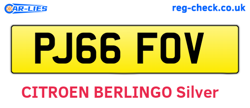 PJ66FOV are the vehicle registration plates.