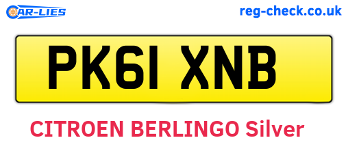 PK61XNB are the vehicle registration plates.