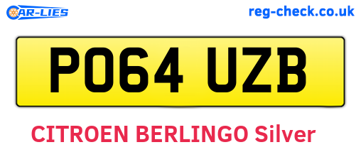 PO64UZB are the vehicle registration plates.
