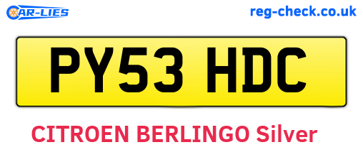 PY53HDC are the vehicle registration plates.