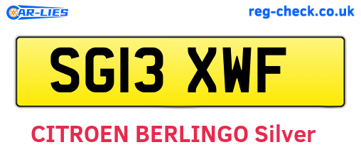 SG13XWF are the vehicle registration plates.