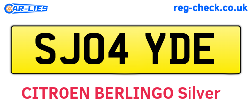 SJ04YDE are the vehicle registration plates.