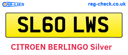 SL60LWS are the vehicle registration plates.