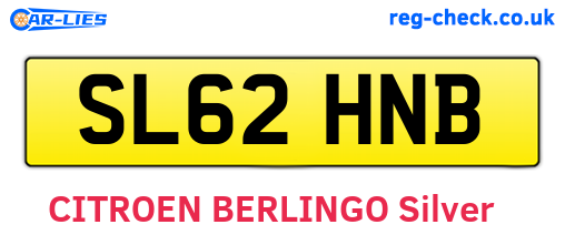 SL62HNB are the vehicle registration plates.