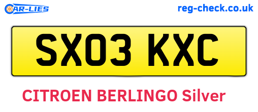SX03KXC are the vehicle registration plates.
