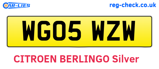 WG05WZW are the vehicle registration plates.