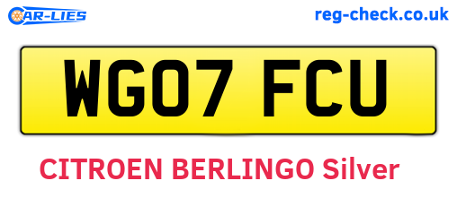 WG07FCU are the vehicle registration plates.
