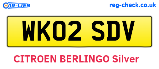 WK02SDV are the vehicle registration plates.