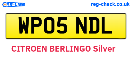 WP05NDL are the vehicle registration plates.