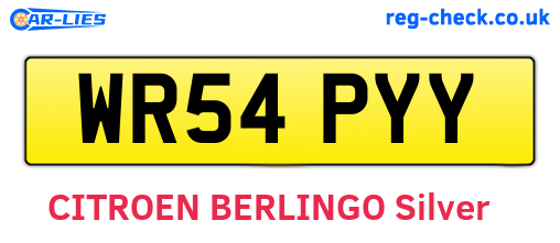 WR54PYY are the vehicle registration plates.