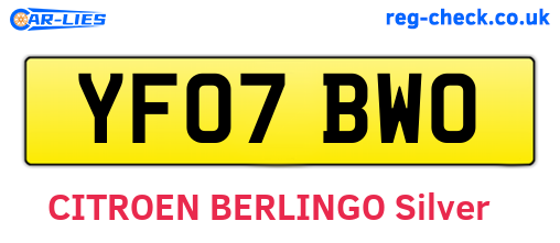 YF07BWO are the vehicle registration plates.