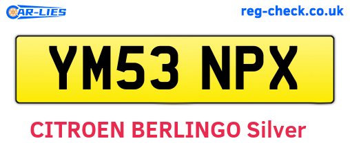 YM53NPX are the vehicle registration plates.