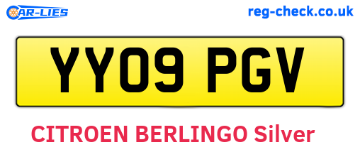 YY09PGV are the vehicle registration plates.