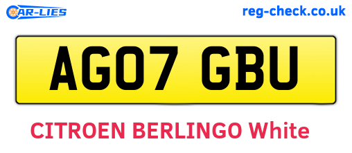 AG07GBU are the vehicle registration plates.