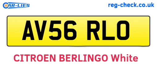 AV56RLO are the vehicle registration plates.
