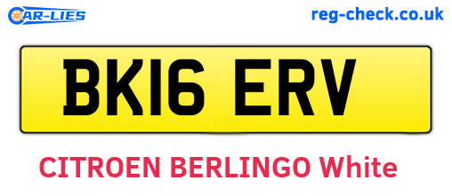 BK16ERV are the vehicle registration plates.