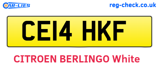 CE14HKF are the vehicle registration plates.