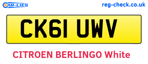 CK61UWV are the vehicle registration plates.