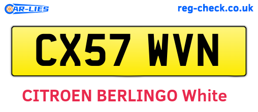 CX57WVN are the vehicle registration plates.