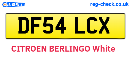 DF54LCX are the vehicle registration plates.