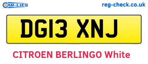 DG13XNJ are the vehicle registration plates.