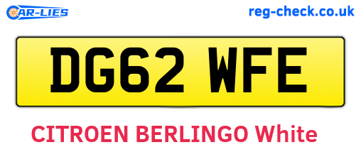 DG62WFE are the vehicle registration plates.
