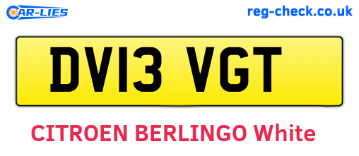 DV13VGT are the vehicle registration plates.