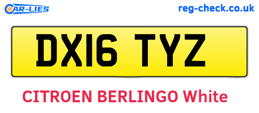 DX16TYZ are the vehicle registration plates.