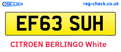 EF63SUH are the vehicle registration plates.