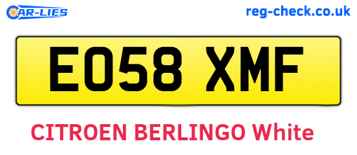 EO58XMF are the vehicle registration plates.