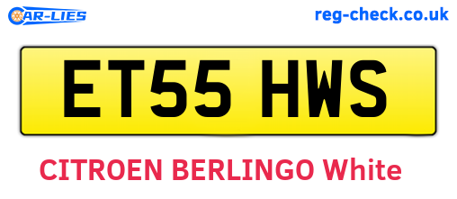 ET55HWS are the vehicle registration plates.