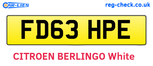 FD63HPE are the vehicle registration plates.