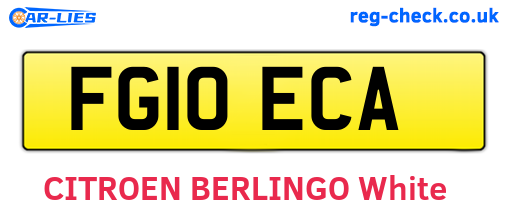 FG10ECA are the vehicle registration plates.