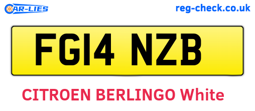 FG14NZB are the vehicle registration plates.
