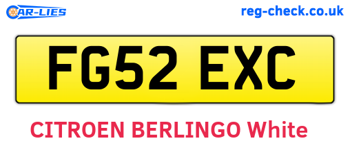 FG52EXC are the vehicle registration plates.