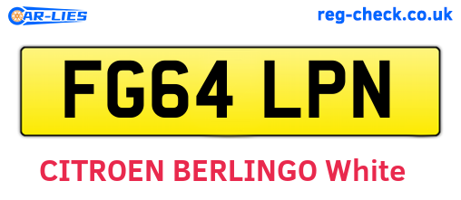 FG64LPN are the vehicle registration plates.