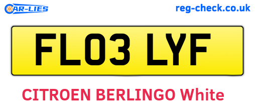 FL03LYF are the vehicle registration plates.