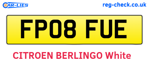 FP08FUE are the vehicle registration plates.
