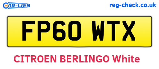 FP60WTX are the vehicle registration plates.