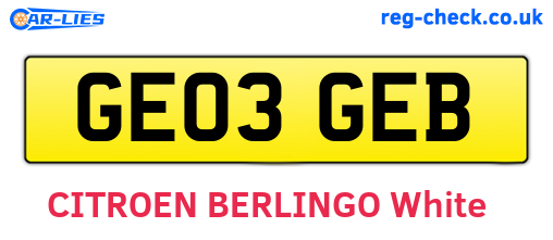 GE03GEB are the vehicle registration plates.