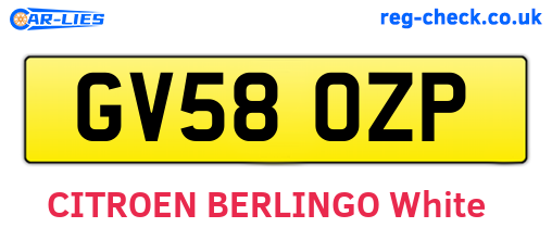 GV58OZP are the vehicle registration plates.