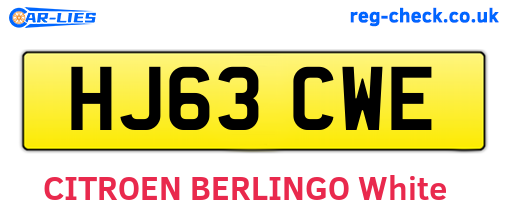 HJ63CWE are the vehicle registration plates.