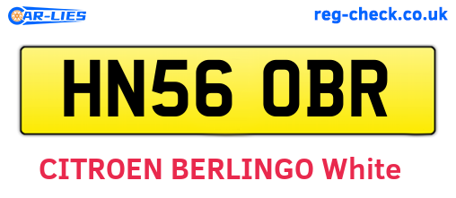 HN56OBR are the vehicle registration plates.