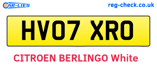 HV07XRO are the vehicle registration plates.