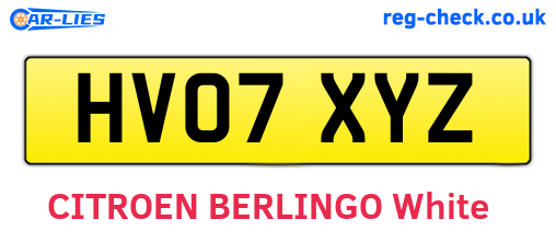 HV07XYZ are the vehicle registration plates.