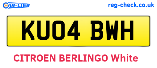 KU04BWH are the vehicle registration plates.