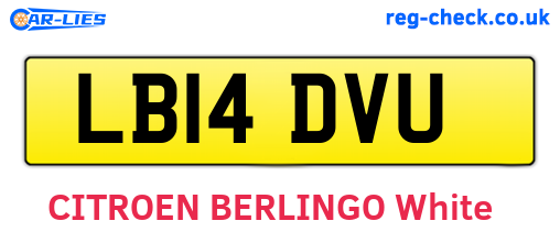 LB14DVU are the vehicle registration plates.