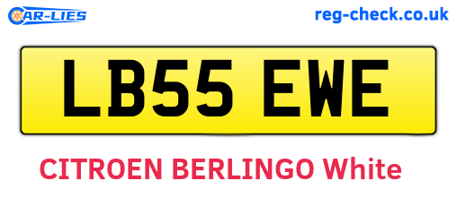 LB55EWE are the vehicle registration plates.