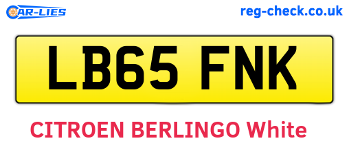LB65FNK are the vehicle registration plates.