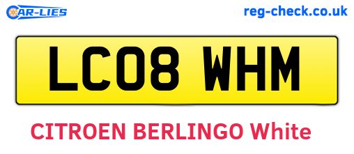 LC08WHM are the vehicle registration plates.